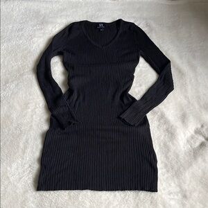 Derek Heart Black Ribbed Midi Dress